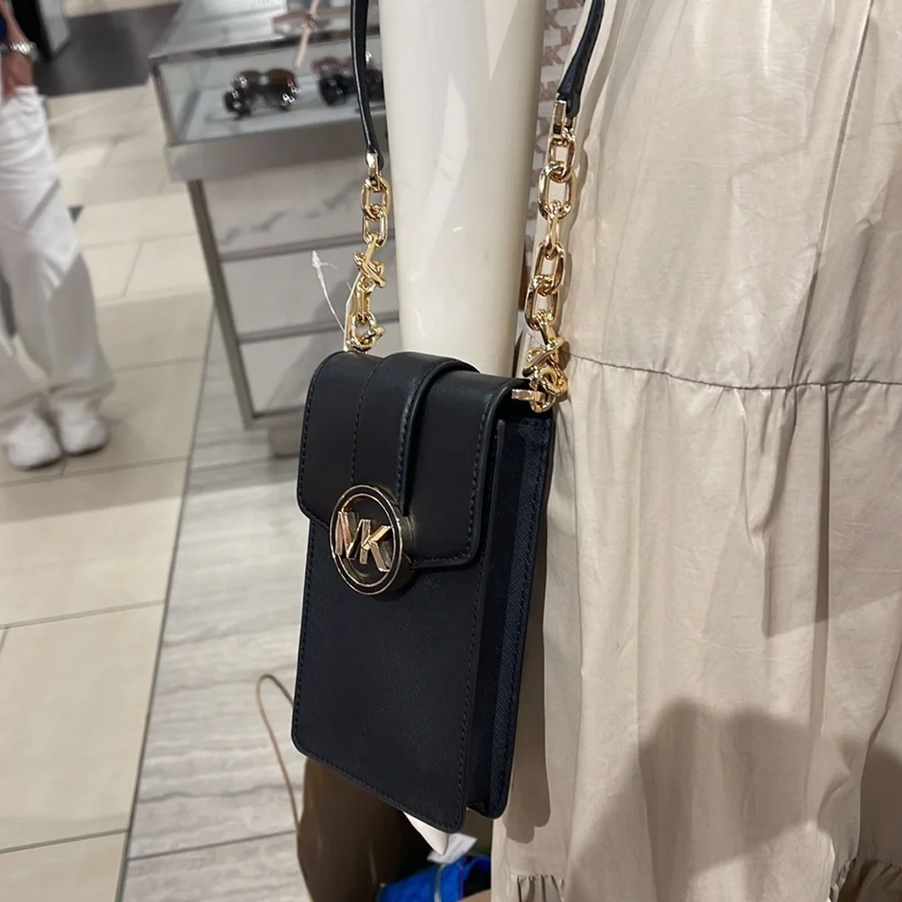 MICHAEL KORS CARMEN SMALL FAUX LEATHER PHONE CROSSBODY BAG - Picture 14 of 16